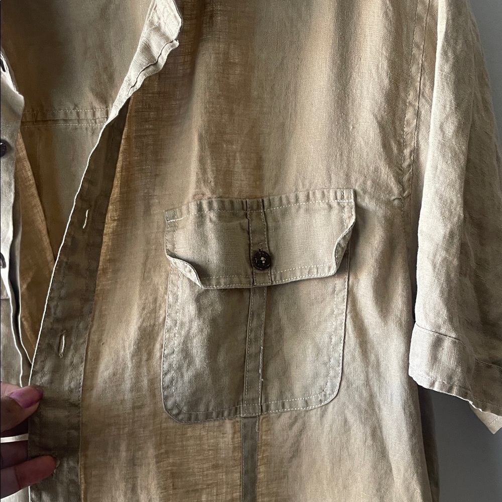 BOHO Men's Beige Short Sleeve Shirt - Picture 7 of 8
